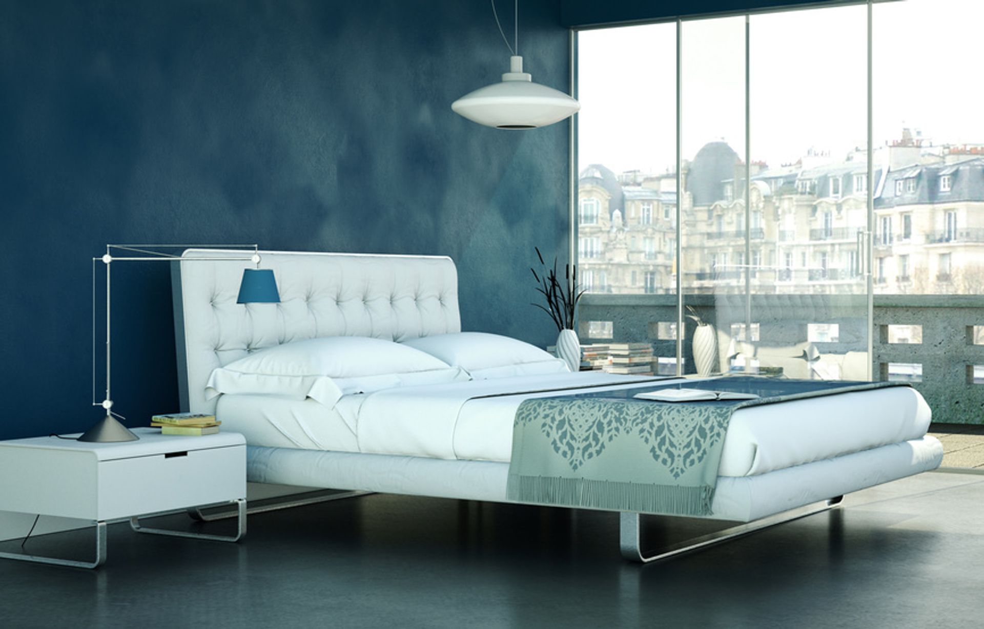 modernes Schlafzimmer in Stadtwohnung