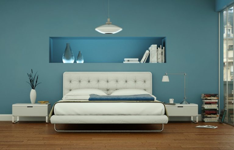 modernes Schlafzimmer in Stadtwohnung